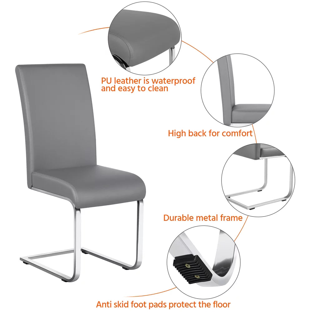 Set of 2 Light Gray PU Leather Dining Chair S7431