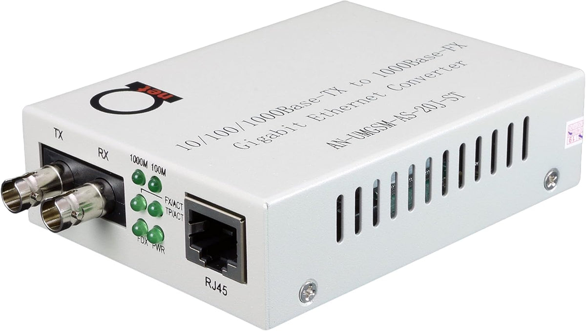 Gigabit Fiber Media Converter ST to UTP Cat5e Cat6 W539