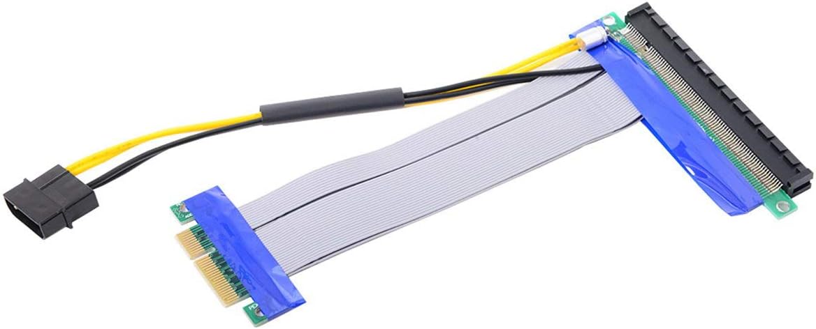 PCI-E Express 4X to 16x Riser Card Adapter with 4pin Power 15cm Pack of 2 D575085
