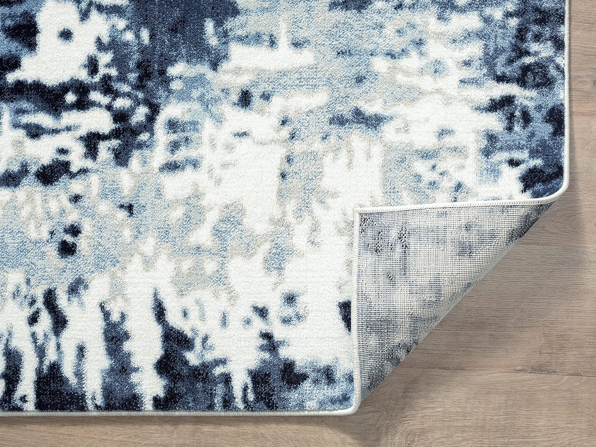 Blue White Grey Contemporary 5' 3" x 7' 6" Non-Shed Area Rug N576820