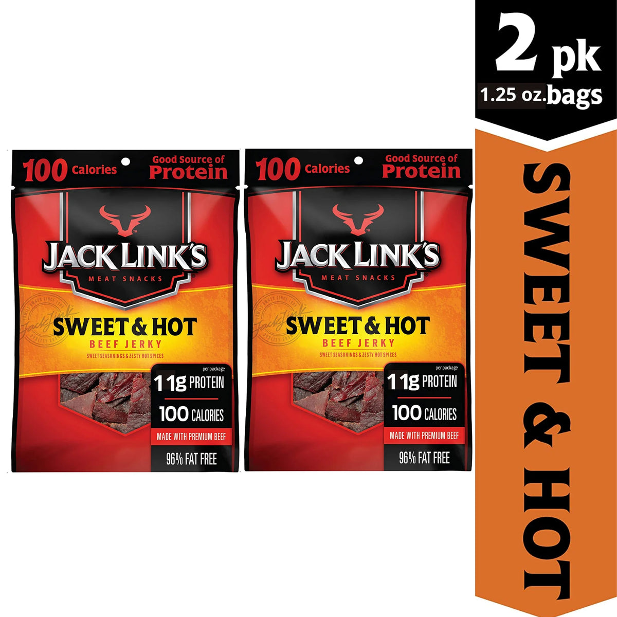 Beef Jerky Sweet and Hot, 1.25 Oz, 2 Bags D441