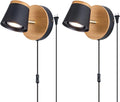 Plug in Wall Lamp Set of 2 Adjustable Black Wooden Lampshade J233205