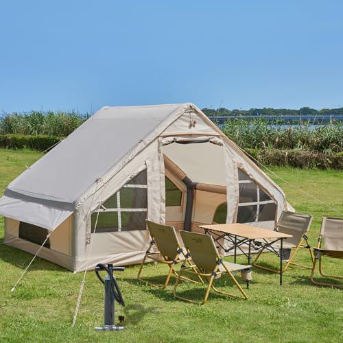Inflatable Tent with Pump, 4-6 Person Instant Camping Tents, Waterproof with Mesh Windows C63205