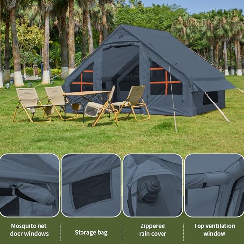 Inflatable Tent with Pump, 4-6 Person Instant Camping Tents, Waterproof with Mesh Windows C63205