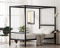 Black Twin Size Canopy Bed Frame Y8331