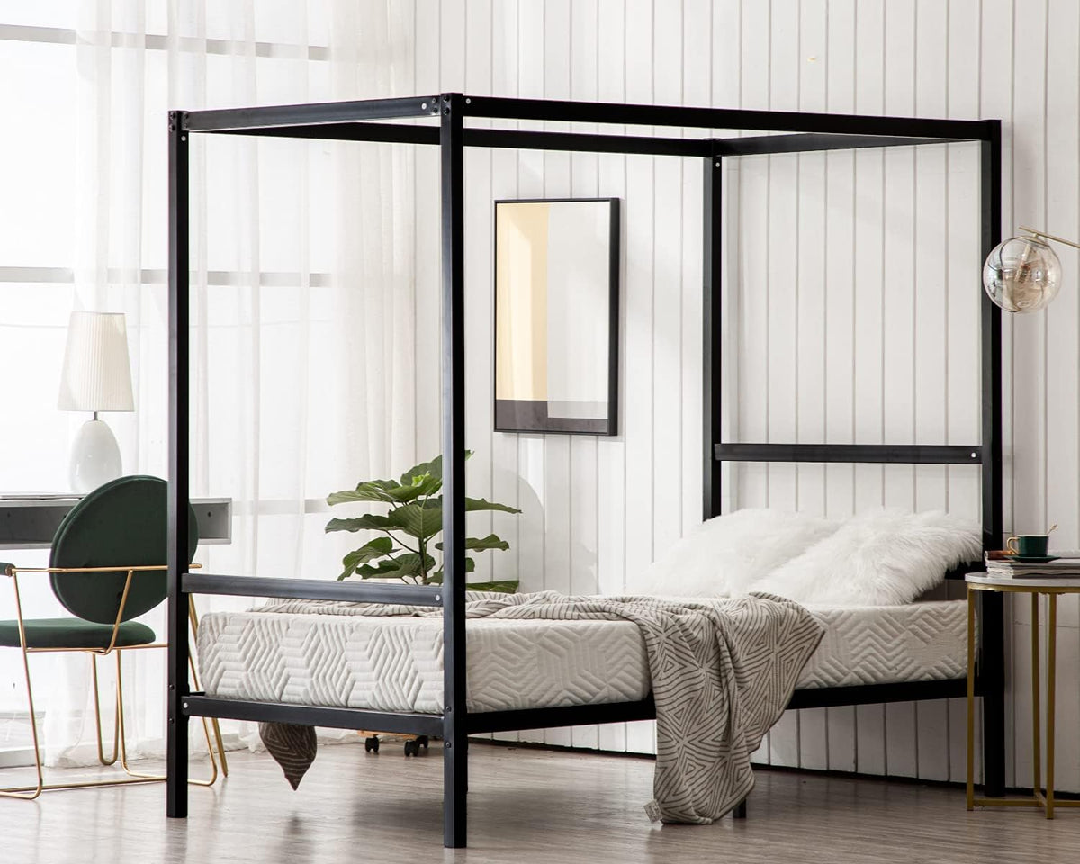 Black Twin Size Canopy Bed Frame Y8331