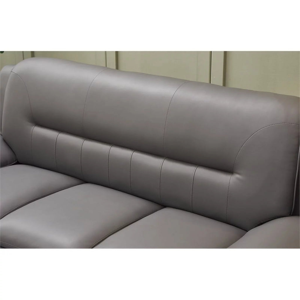 Gray Faux Leather Sofa with Pillow Armrests M86405