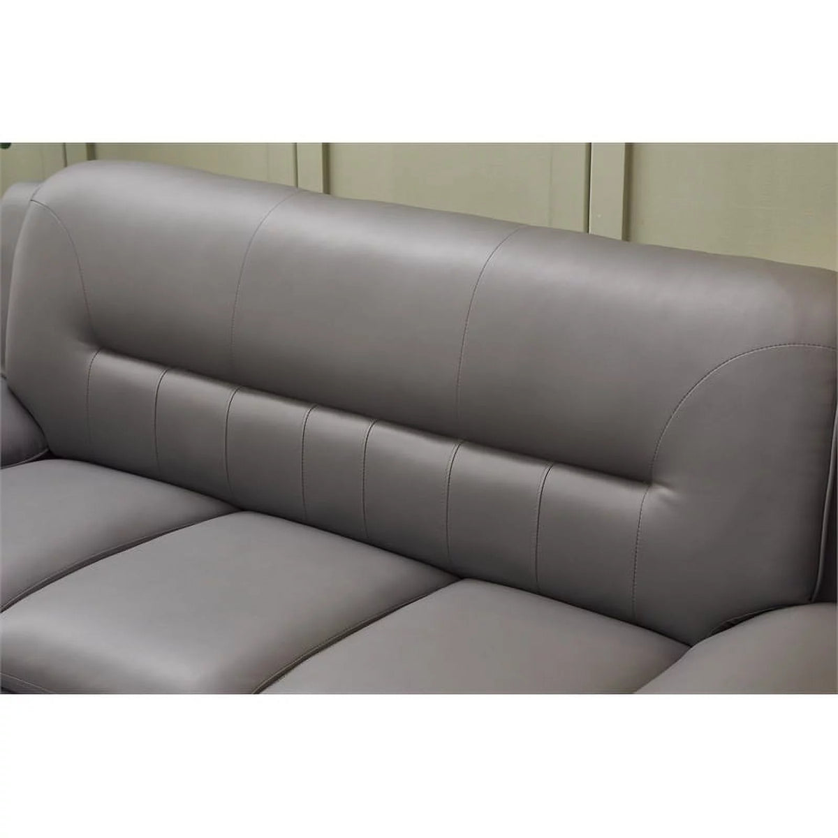 Gray Faux Leather Sofa with Pillow Armrests M86405