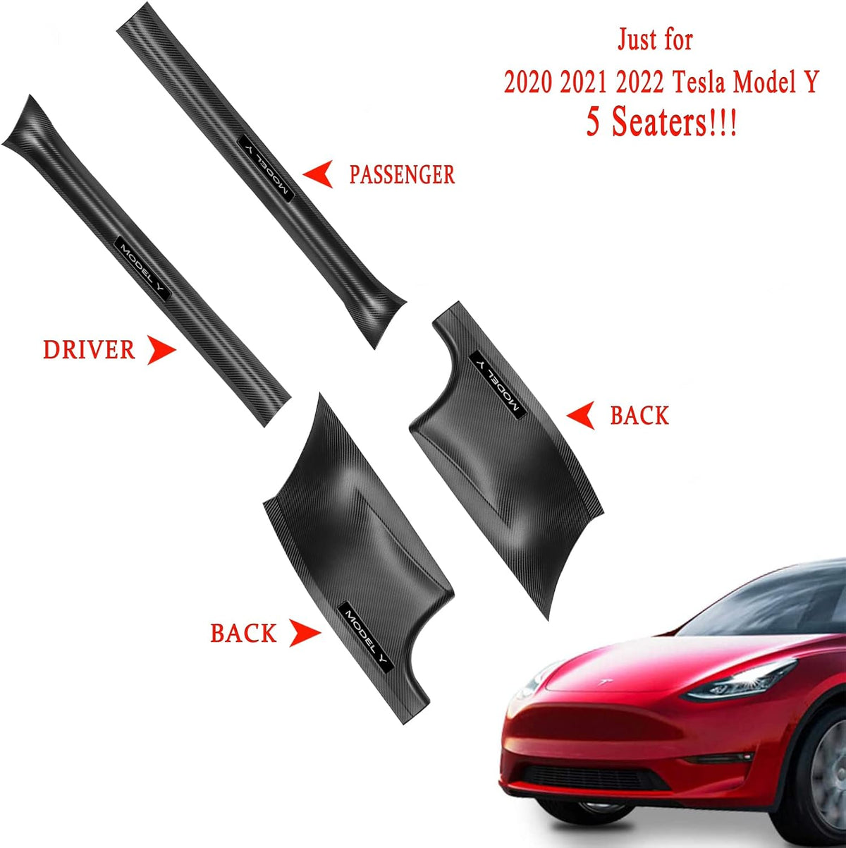 Matte Carbon Fiber Pattern Door Sill Protector Cover ABS 4 pcs F38778