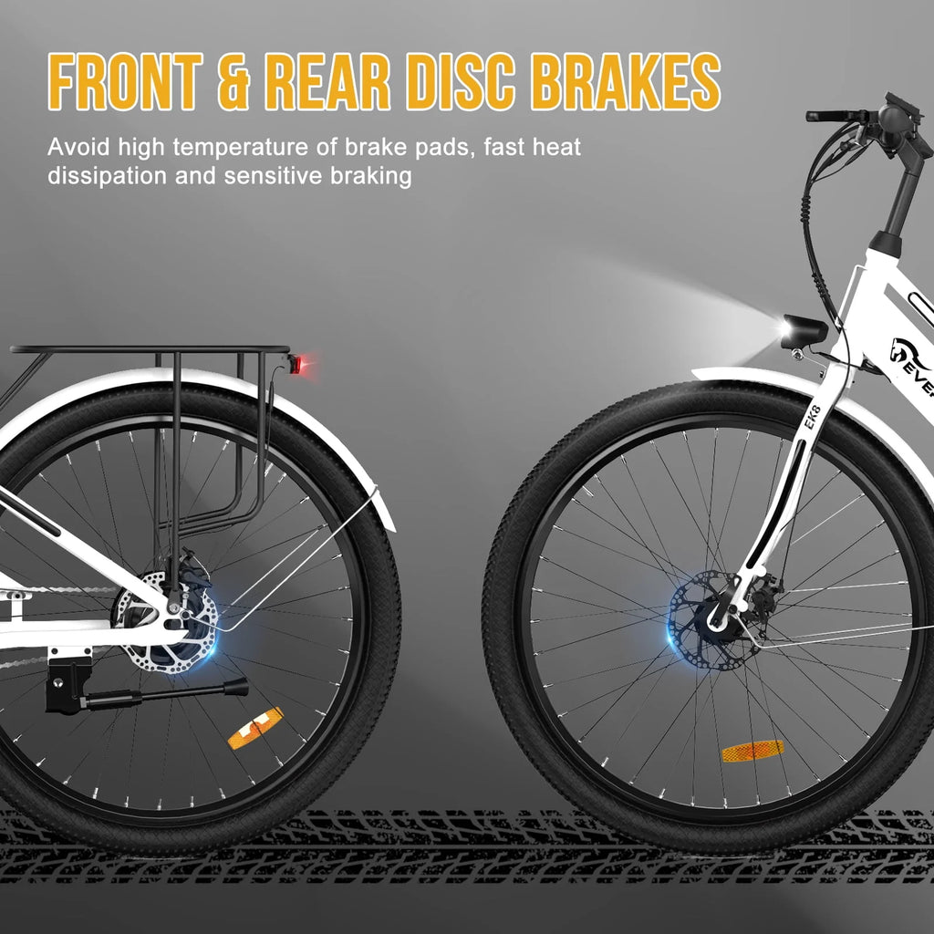Electric Bike 26 500W Motor Mountain Bike 36V Removable Battery White S518658