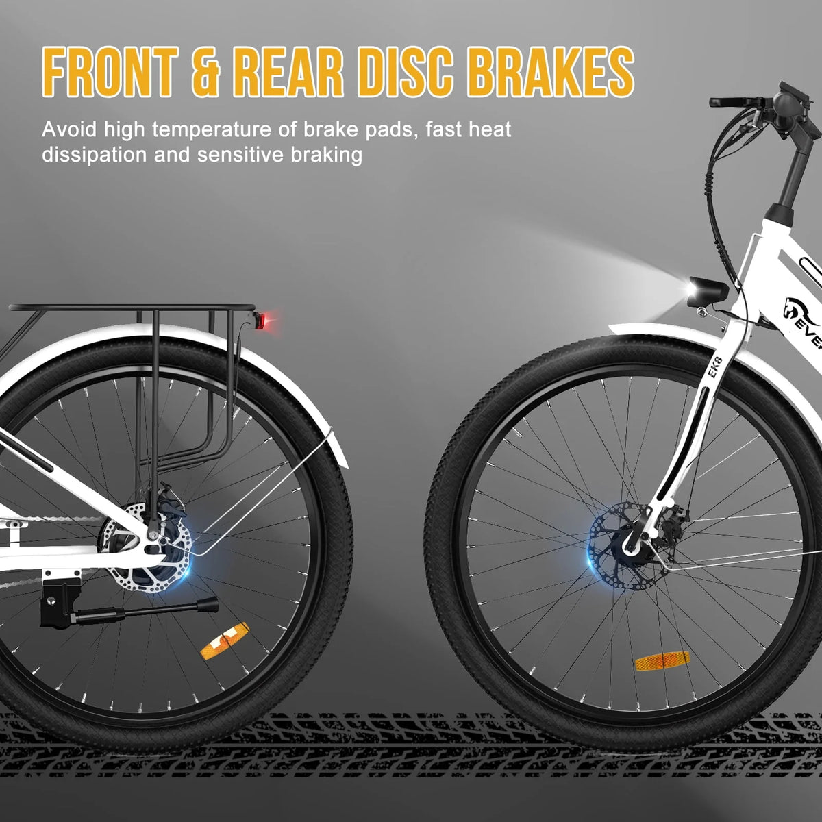 Electric Bike 26 500W Motor Mountain Bike 36V Removable Battery White S518658