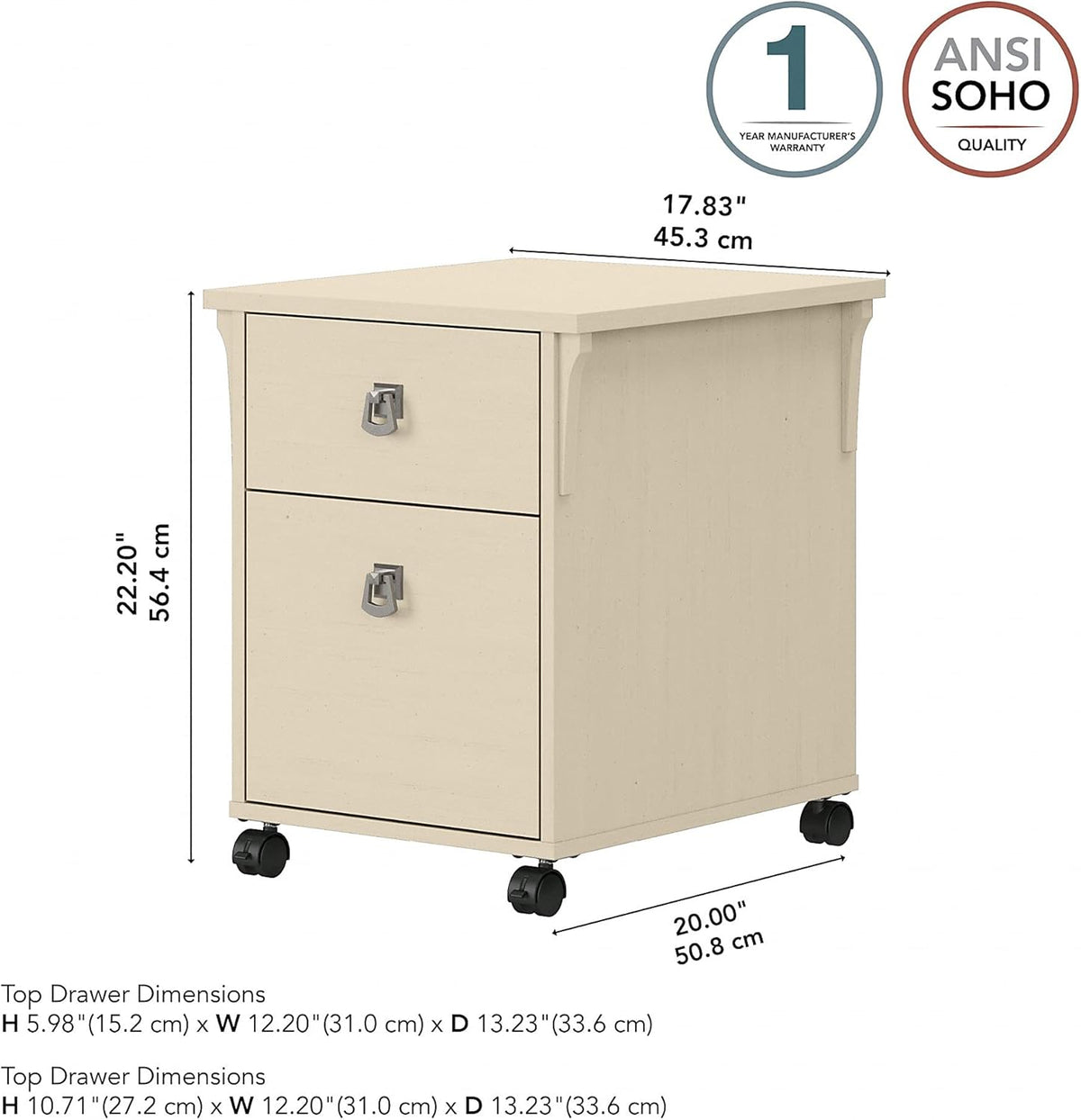 Antique White 2 Drawer Mobile File Cabinet G879465