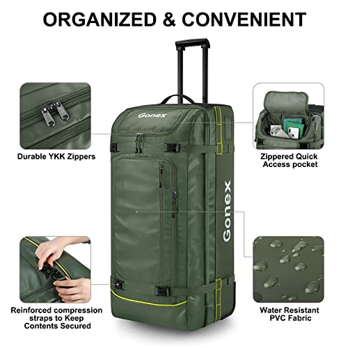 100L Water Repellent Rolling Duffle Bag with Wheels C7259