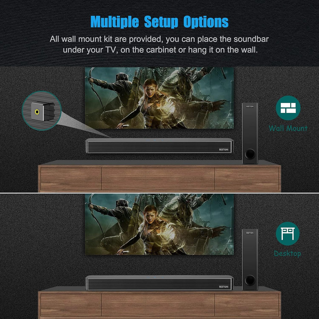 150W Wired & Wireless Bluetooth Sound Bar with Subwoofer C645