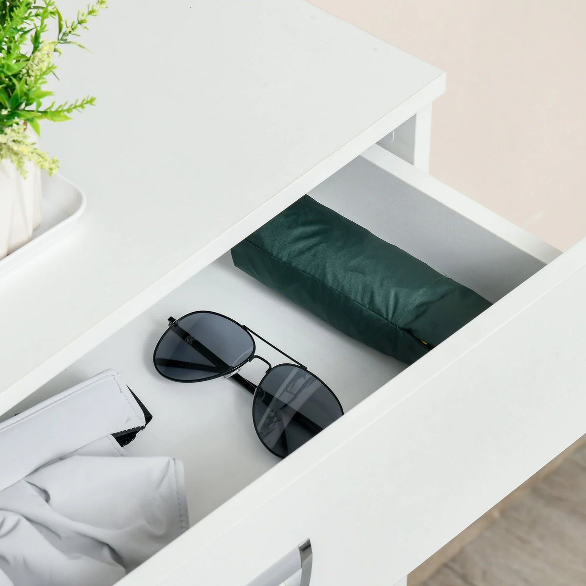 White 3-Drawer Shoe Cabinet with 2 Flip Doors T768798