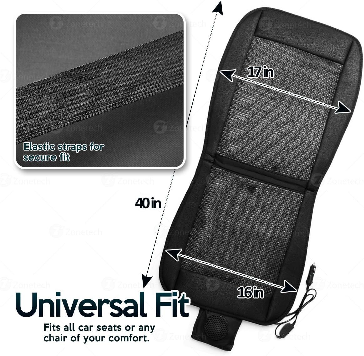 Black 12V Adjustable Cooling Car Seat Cushion X4443