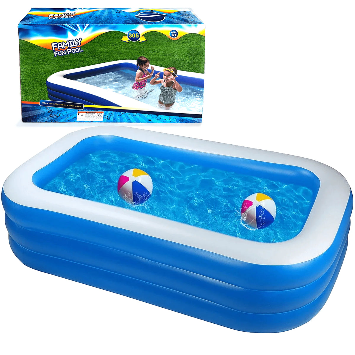 Inflatable Kiddie Pool 71 x 51 x 24 Rectangle Swimming Pool L957957