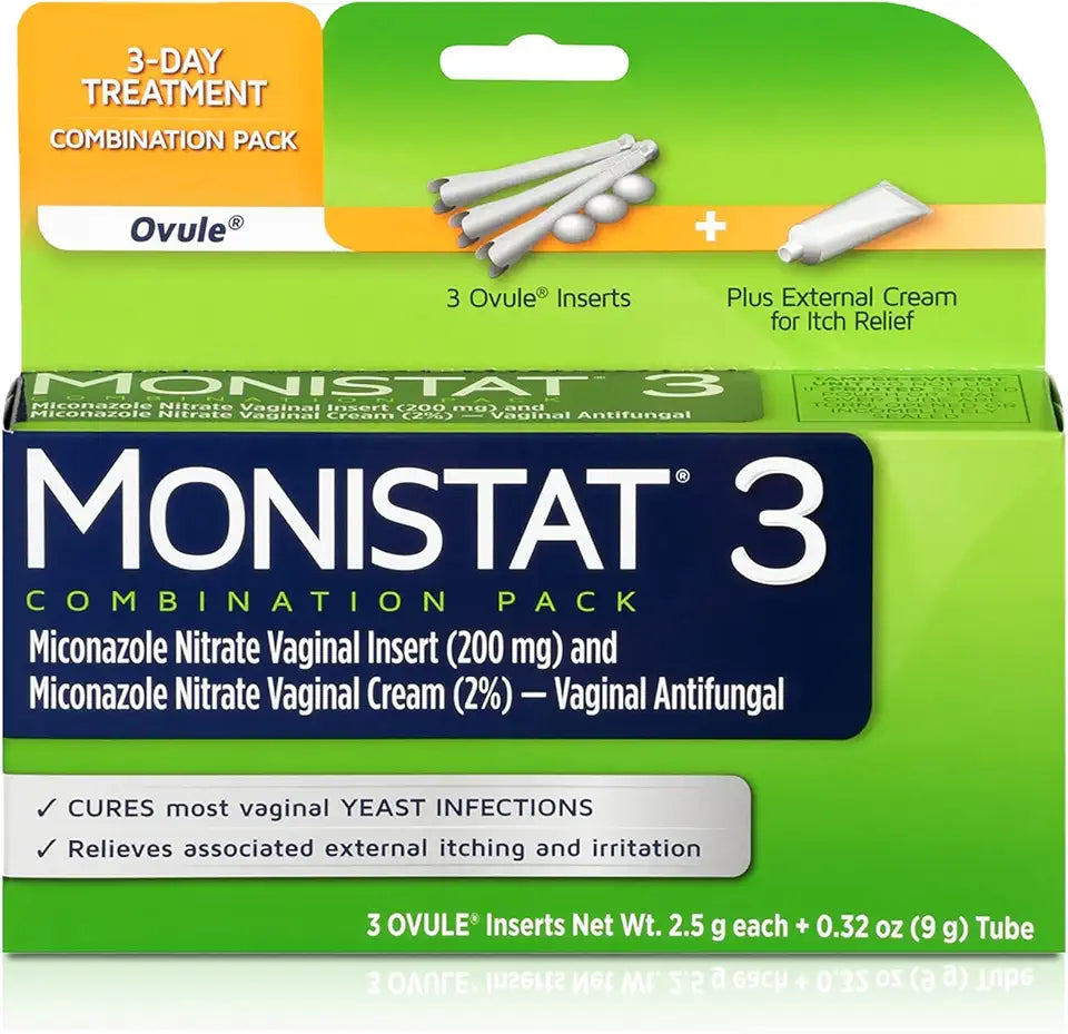 3 Day Yeast Infection Treatment with Miconazole Ovule Inserts & Anti-Itch Cream D87491