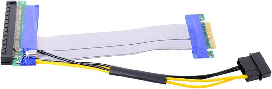 PCI-E Express 4X to 16x Riser Card Adapter with 4pin Power 15cm Pack of 2 D575085