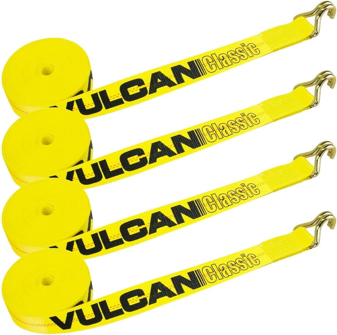 2 Inch x 30 Foot 4 Pack Yellow Winch Strap with Wire Hook K336135