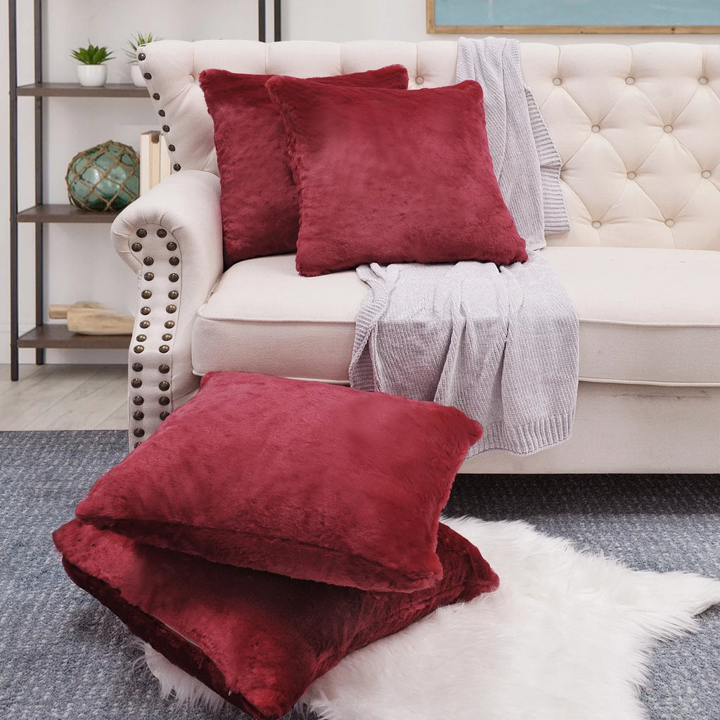 Faux Fur Throw Pillow Cover 4 Piece Set Z46412