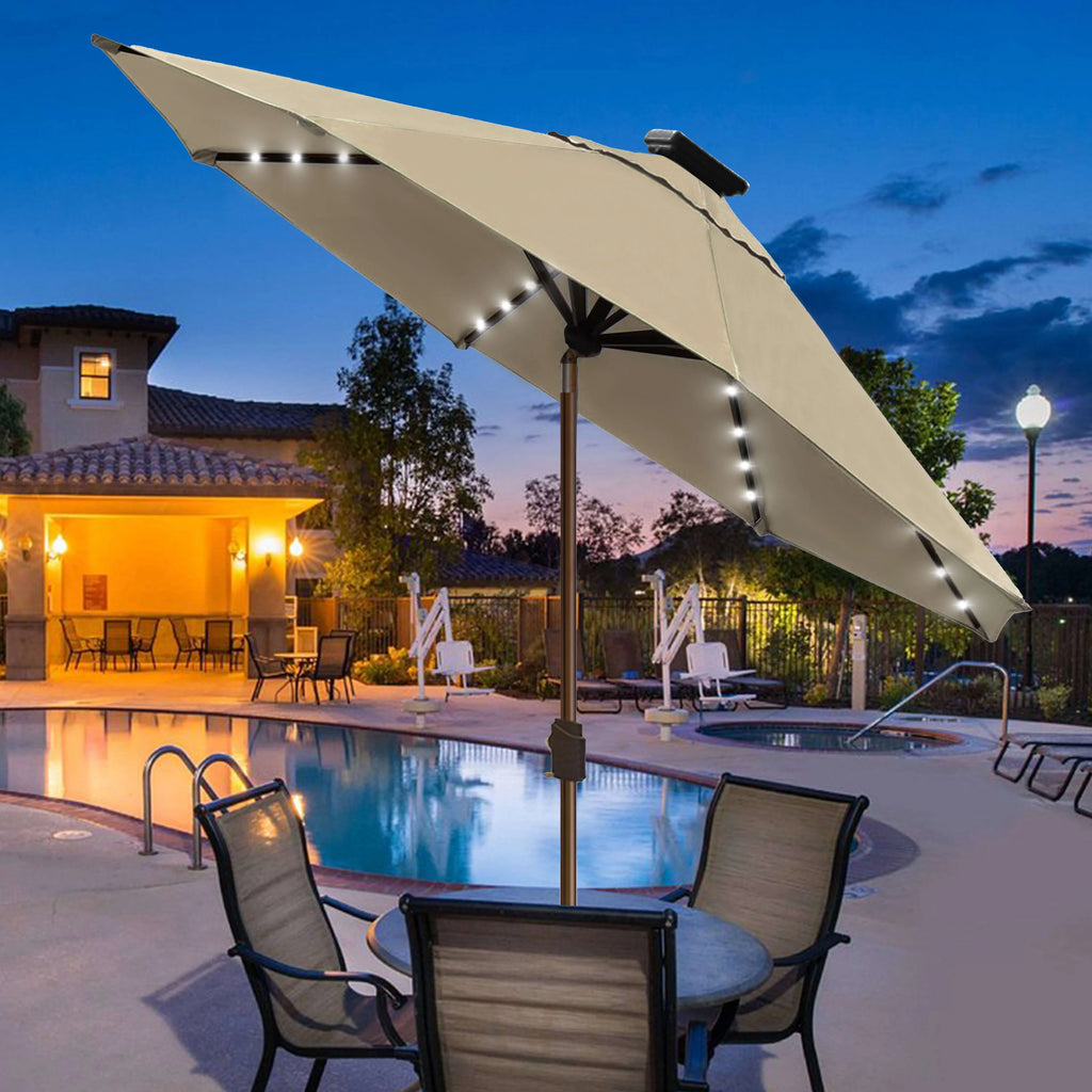 9ft Market Umbrella with 80 LED Lights and Ventilation T77841