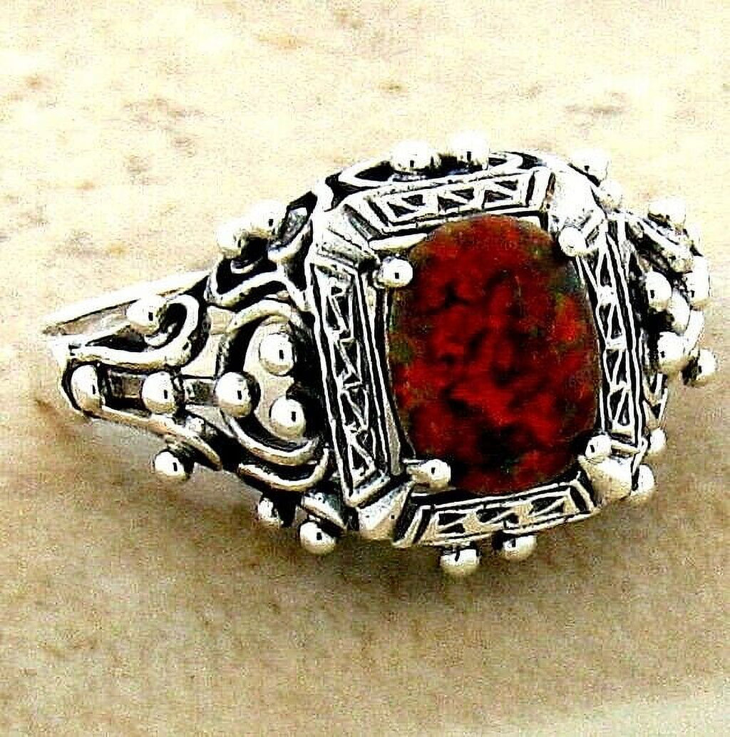 Lab Red Fire Opal Ring Z220906