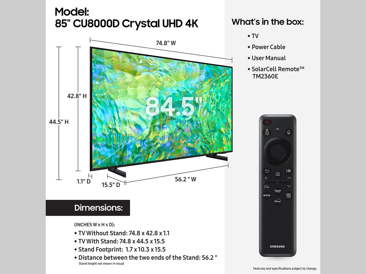 85 Class Crystal UHD 4K Smart TV Y98734