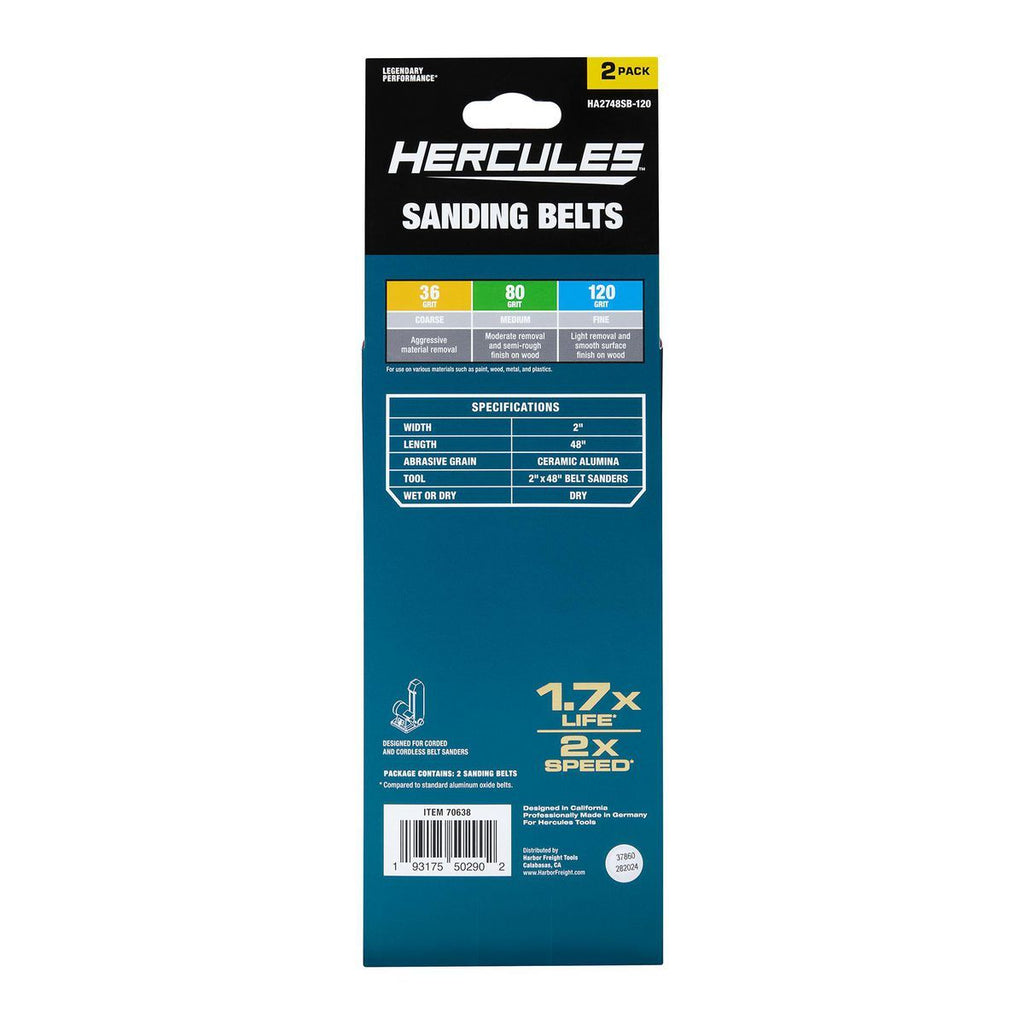 2 in. x 48 in. 120-Grit Ceramic Alumina Sanding Belts 2-Pack E689