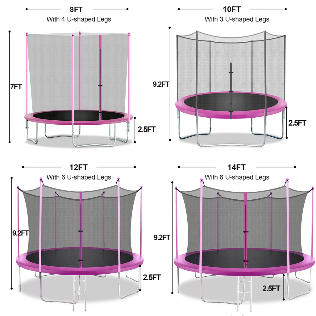 14 ft Rectangle Trampoline with Enclosure Net and PVC Spring Cover Padding A121