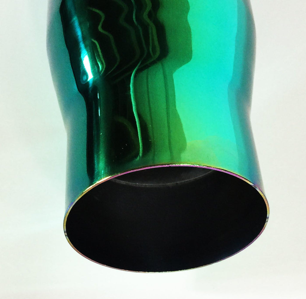 Exhaust Tip 4.00" OD 3.00" ID X 12.00" Long 3.00" Inlet Double Wall Stainless Steel Burned Color Green Pack of 2 Z18594