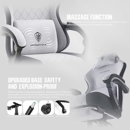 Beige Fabric Ergonomic Gaming Chair with Footrest Q130