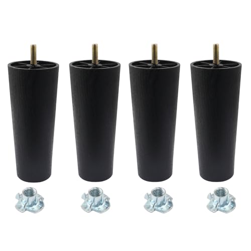 4Pcs 6 inch Plastic Tapered Sofa Legs with M8 Hanger Bolts J56239