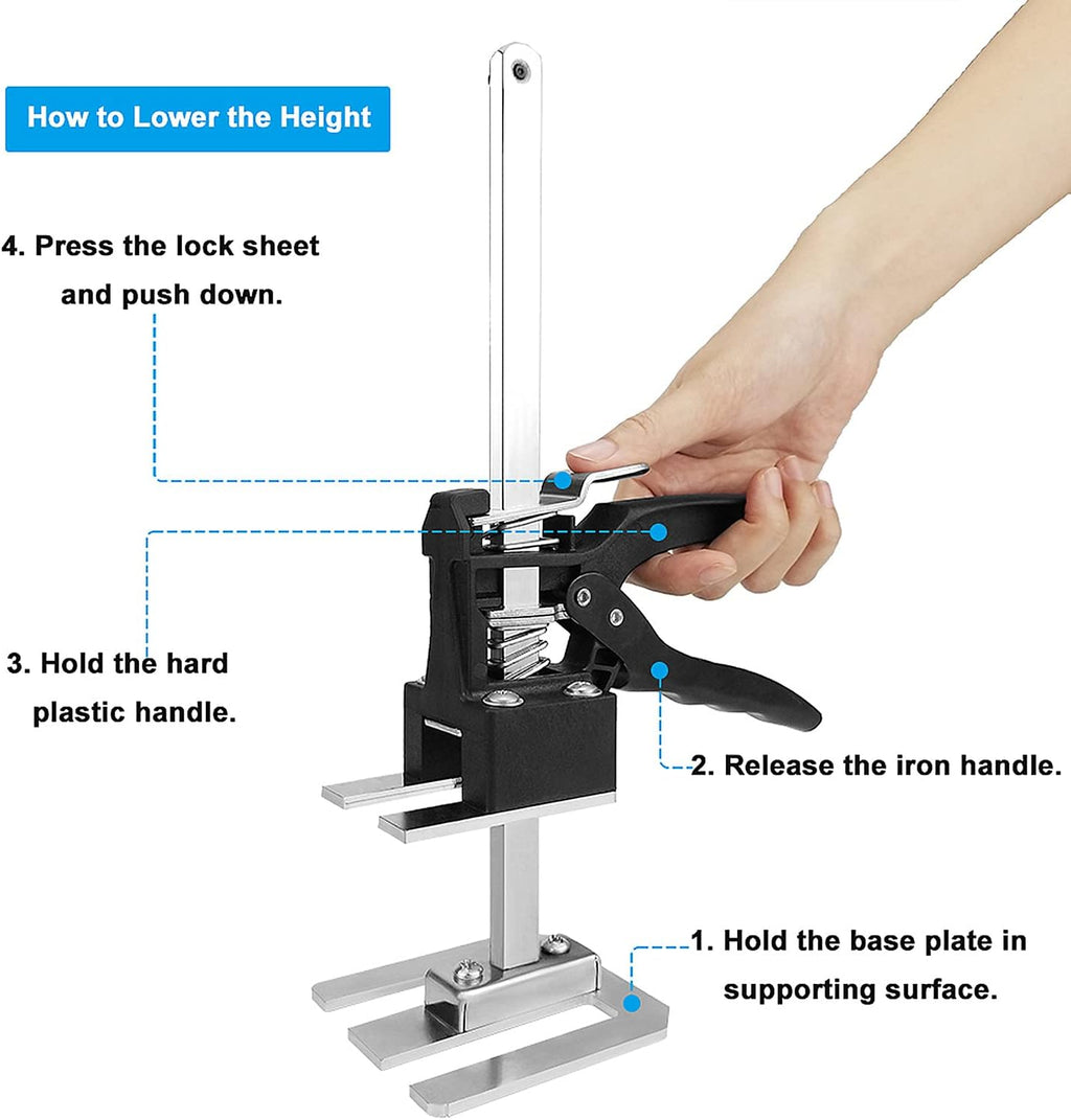 2 Packs Hand Jack, Cabinet Jack, Up to 223 lb, Height Adjustable 0.16-7.72 Inches L332492