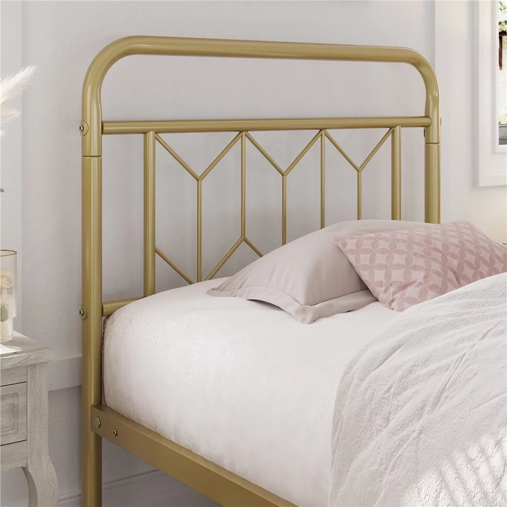 Twin XL Antique Gold Metal Platform Bed M8974