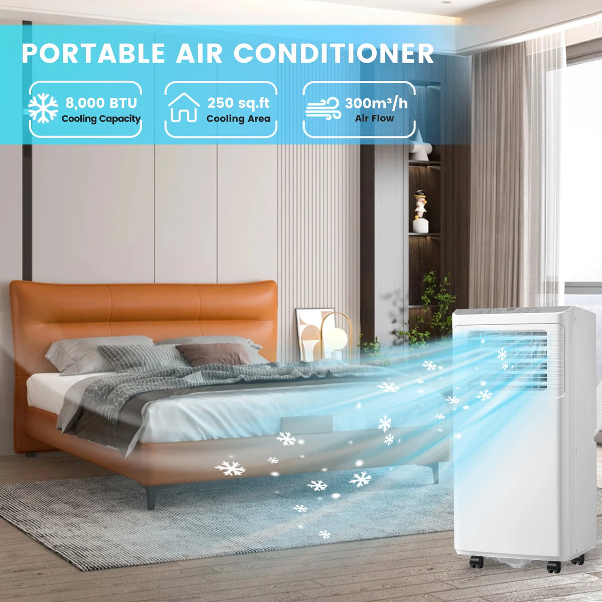 8000 BTU Portable Air Conditioner with Dehumidifier & Fan R90192