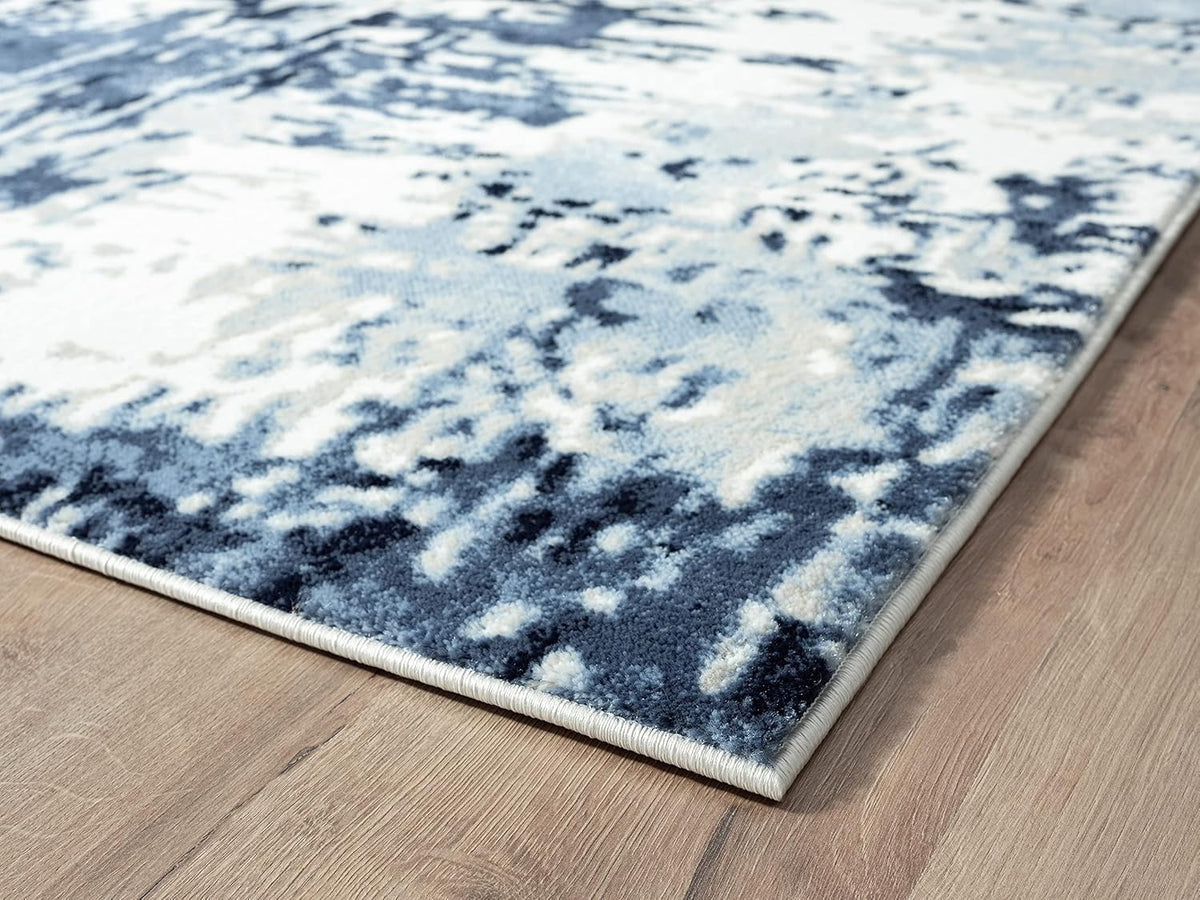 Blue White Grey Contemporary 5' 3" x 7' 6" Non-Shed Area Rug N576820