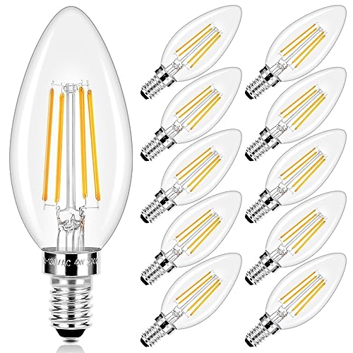 Pack of 5 Clear E12 Candelabra LED Bulbs 40W Equivalent 5000K Daylight White Non-Dimmable G505