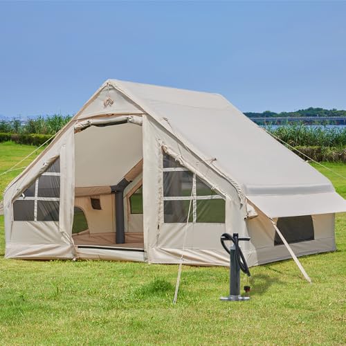 Inflatable Tent with Pump, 4-6 Person Instant Camping Tents, Waterproof with Mesh Windows C63205