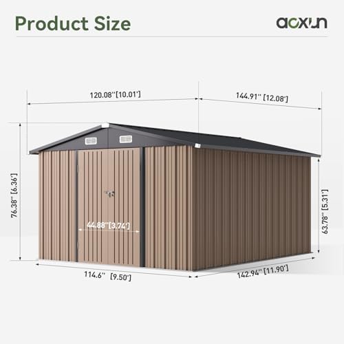 12x10 FT Brown Metal Steel Storage Shed C539171