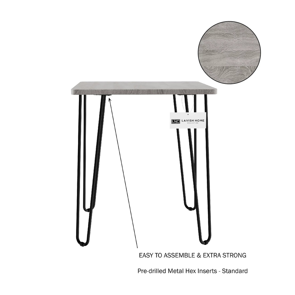 Modern End Table with Hairpin Legs and Woodgrain Finish Gray U218