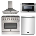 36 Inch Dual Fuel Range, Wall Mount Range Hood, Microwave Drawer, Dishwasher Y57591