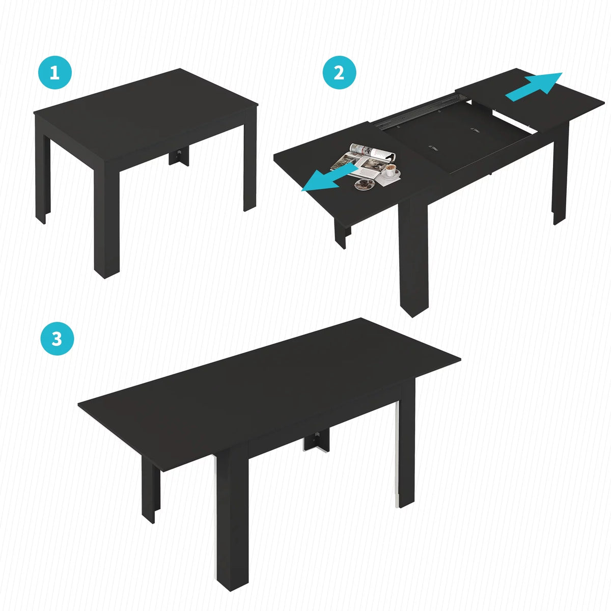 Black Extendable Kitchen Dining Table K365
