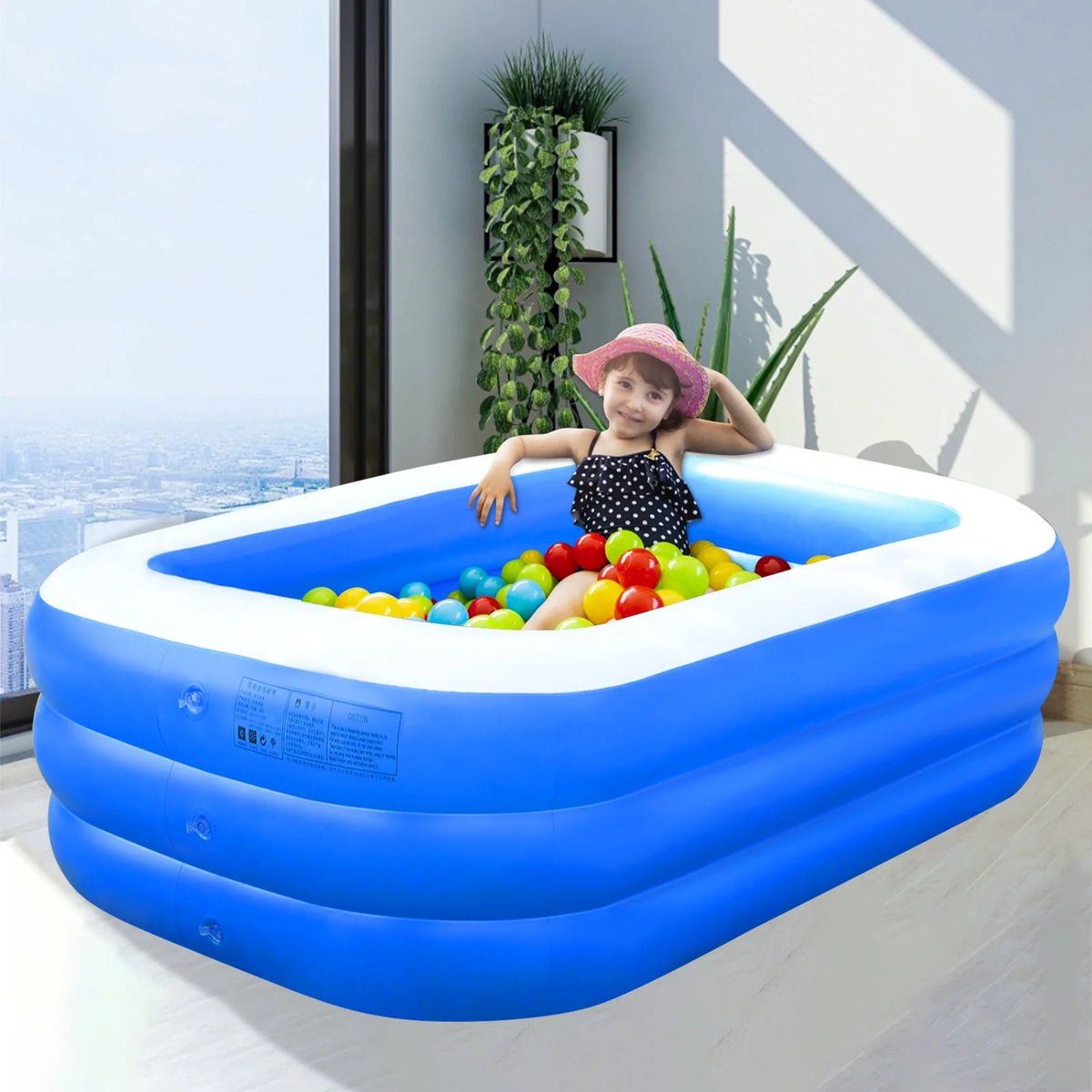 Inflatable Kiddie Pool 71 x 51 x 24 Rectangle Swimming Pool L957957