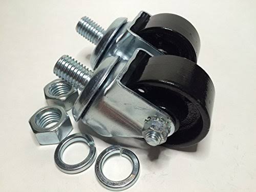 Floor Jack Casters Black 2 Pcs with Lock Washers Hex Nuts E663