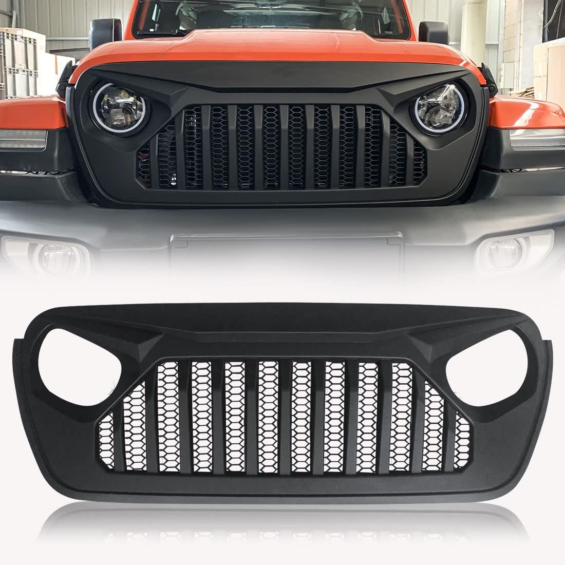 White Black Front Grill Cover with Mesh for Jeep Wrangler Y7777