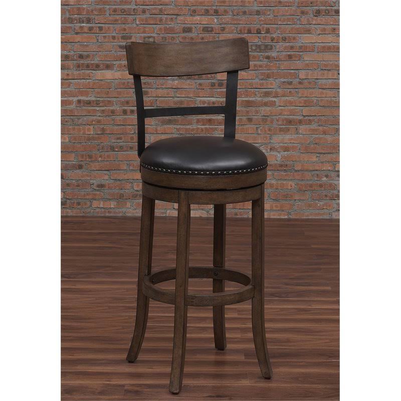 Swivel Tall Bar Stool in Washed Brown and Black S61784