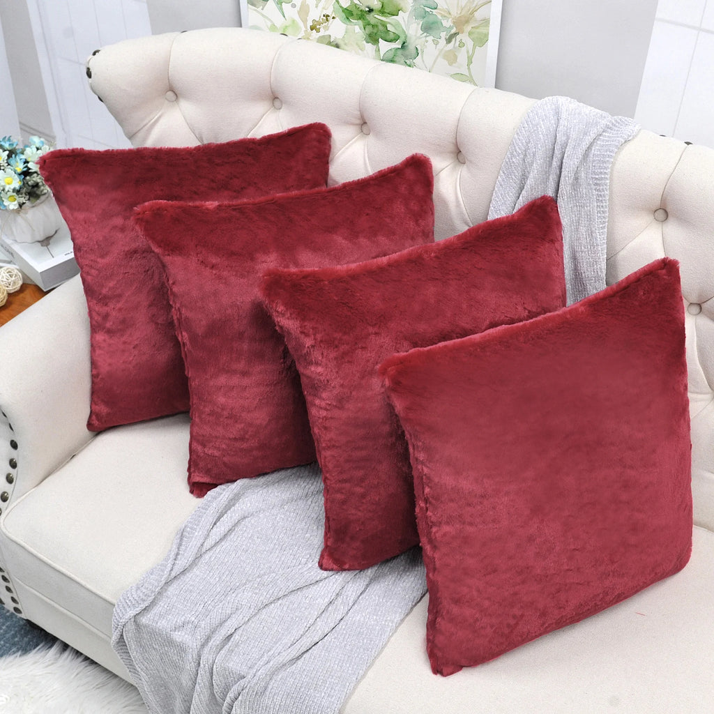 Faux Fur Throw Pillow Cover 4 Piece Set Z46412