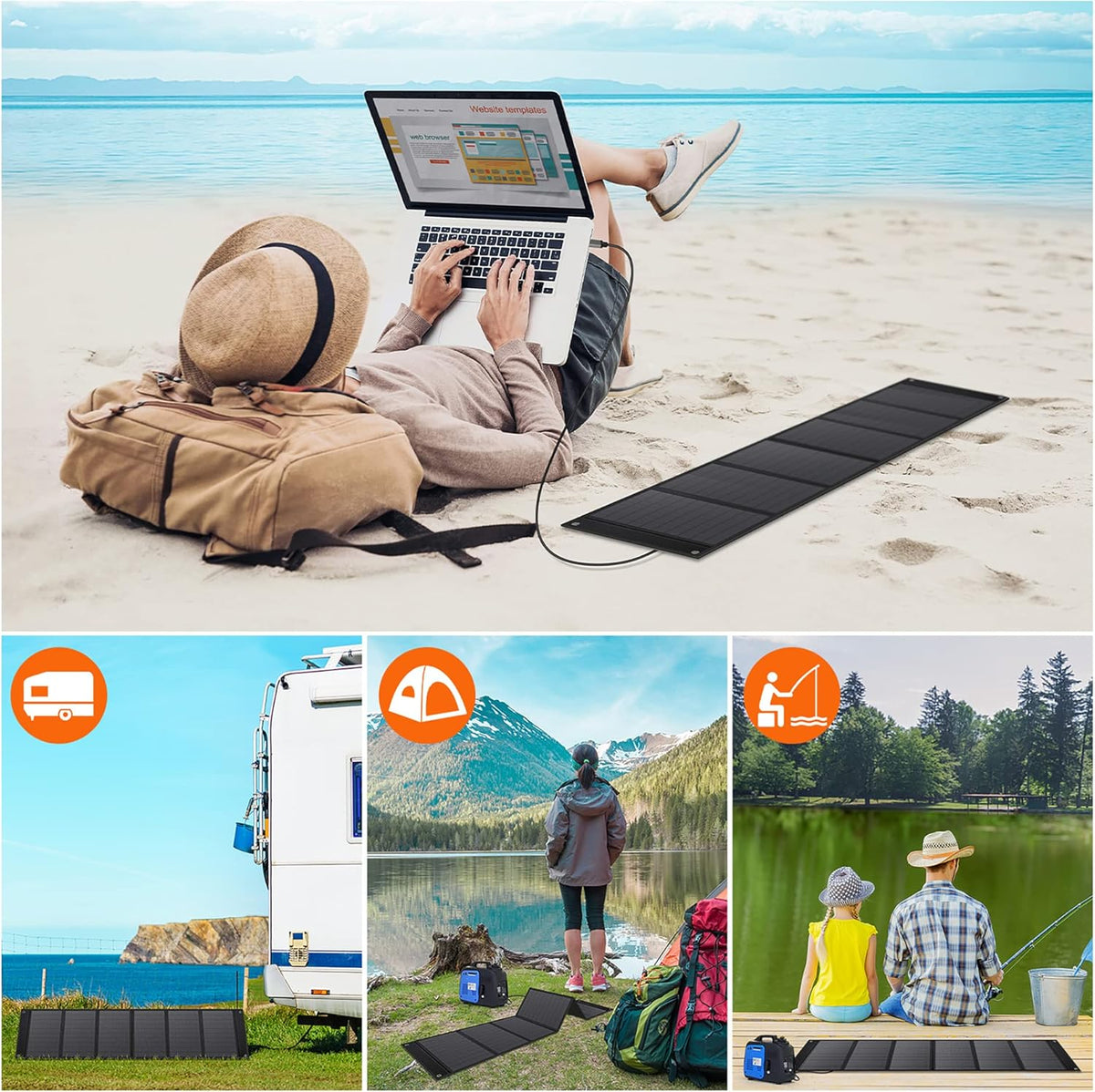 75W Foldable Solar Panel Kit with 18V DC and 2 USB Port L660