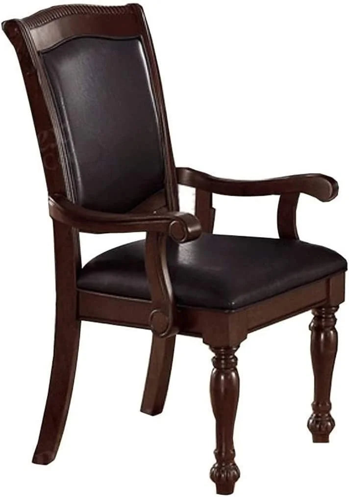 Set of 2 Brown Faux Leather Upholstered Rubberwood Arm Chairs W3356